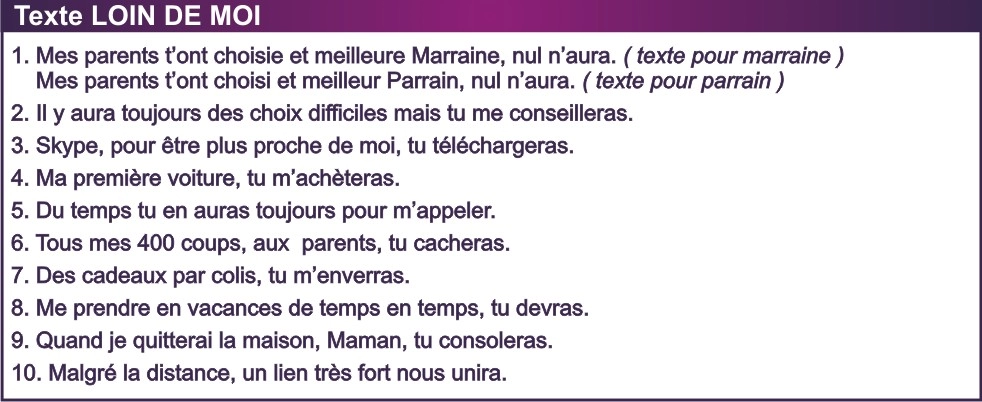 Version de texte LOIN DE MOI